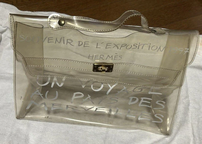 HERMES Vinyl Kelly Beach Hand Bag Clear SOUVENIR DE L'EXPOSITION - Image 2 of 2