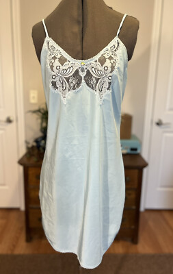 Vintage Butterfly Lace LORRAINE Blue Slip Dress Nylon Silky Nightie Small | eBay Vintage Butterfly Lace LORRAINE Blue Slip Dress Nylon Silky Nightie Small | eBay