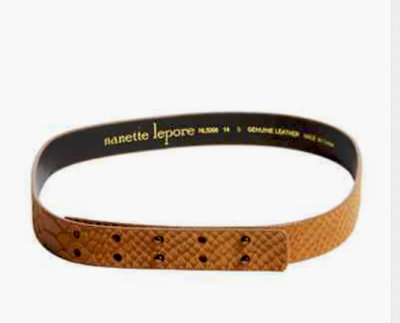 Nanette Lepore Snake Embossed Leather Belt Camel L NWT $73  display picture 1