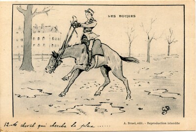 CPA / FANTAISIE HUMOUR ILLUSTRATEUR / LES BUCHES N° 12 LE CHEVAL QUI CHERCHE ...