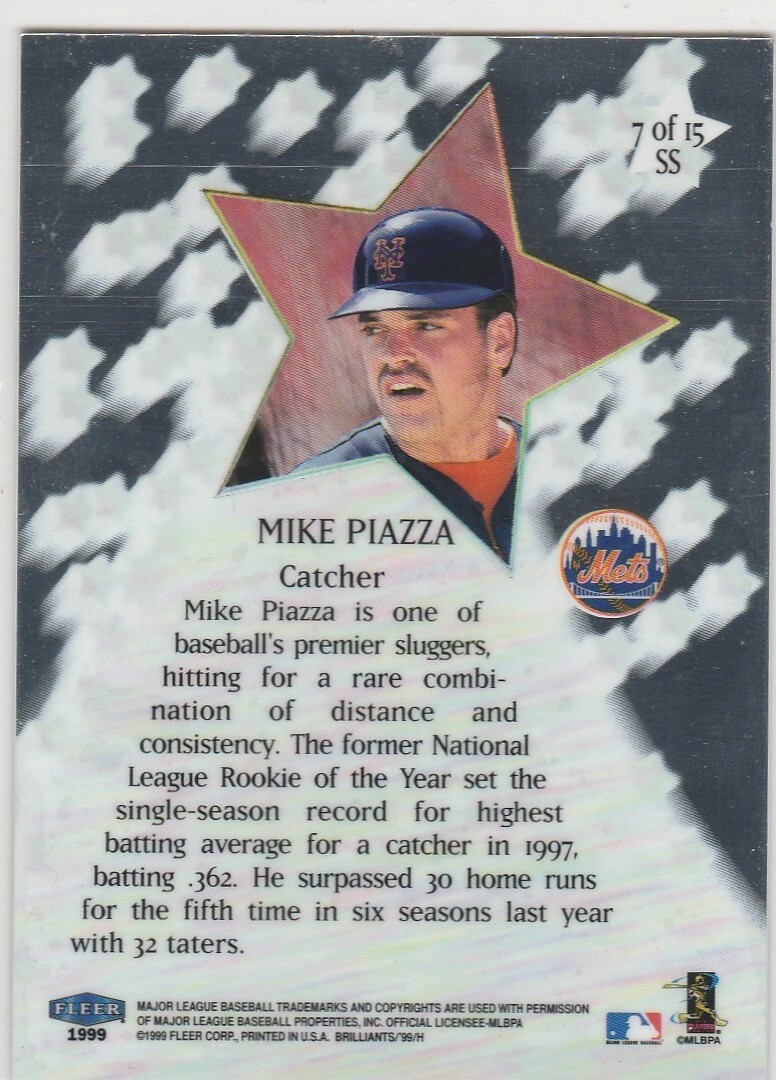 ミュージック '99 Fleer Brilliants Pulsars Mike Piazza 1999 Fleer Brilliants Shining Stars #7SS Mike Piazza 053-N
