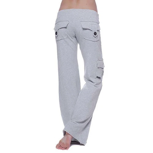 Damen Kampf Cargo lange Hose Hose Fitnessstudio Sport Freizeit lockerer Unterteil - Bild 5 von 30
