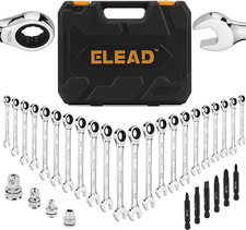 33-Piece Ratchet Wrench Set  CR-V Steel  72-Tooth  SAE  Metric Sizes