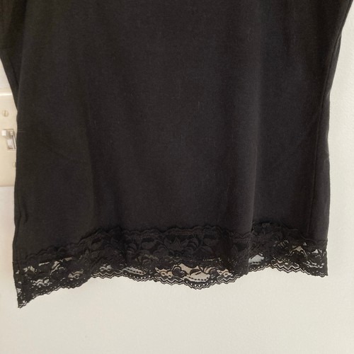 Y2K St Johns Bay Womens M Black Lace Trim Sequin Stretch Cami Coquette Twilight - Picture 9 of 10