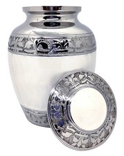 Akanksha Arts Small 6 x 4 inch Brass Cremation Urn 6 height, White