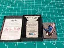 Zippo Lighter Patriotic Eagle w American Flag Wings 2014 28449 Personalized