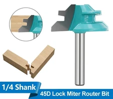 45° Lock Miter Router Bit 1/2" Shank Woodworking Cutter