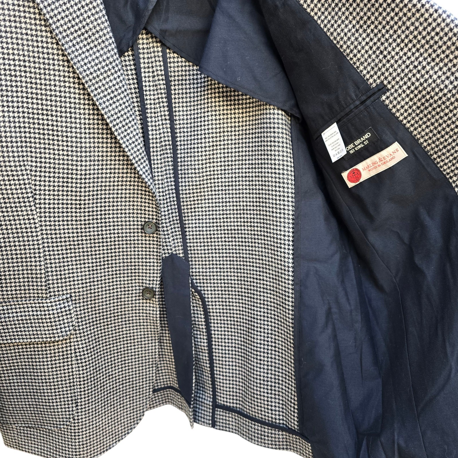 New Marling & Evans Woven Tweed Blazer 42r Hunter Check Peak Lapel