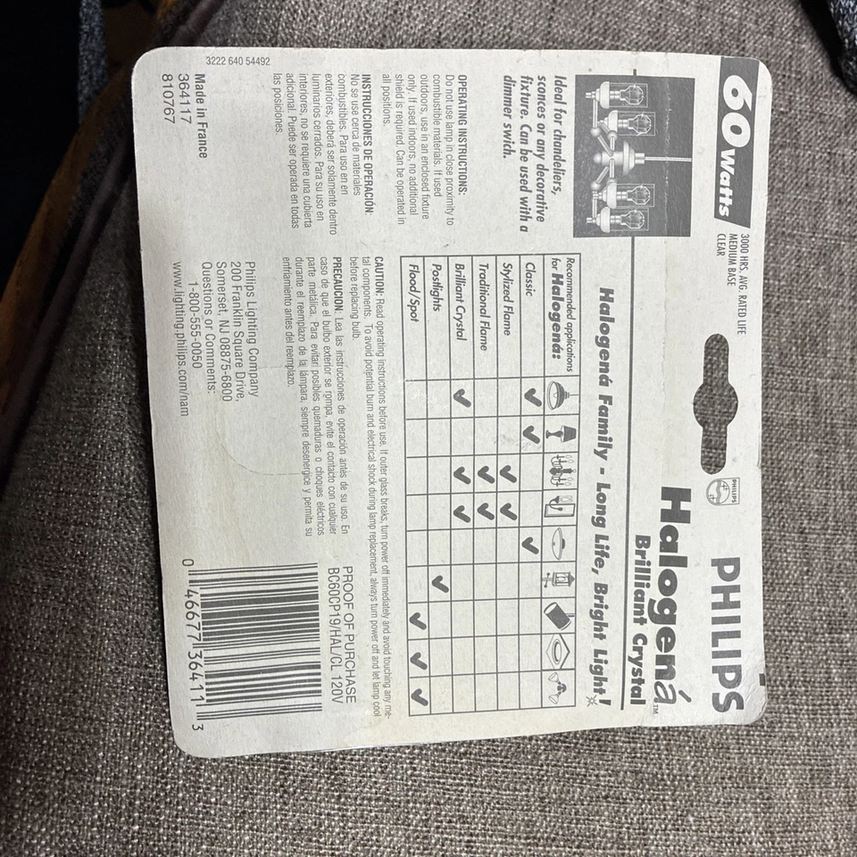 Philips BC60CP19 HAL/CL Bulb 60 Watt Made in France Times Square Bulb Med Base - Image 2 of 2