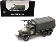 1943 GMC CCKW 353 Truck Diecast Model with Gun, US Army WWII, 1/72 Scale