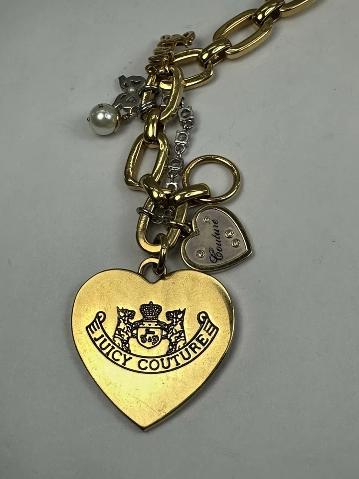 Cartera Dije Vintage Juicy Couture Corazón "Let Them Cat Couture" Tono Dorado Cadena Foto 2 de 4