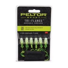 Peltor Sport Tri-Brida con Cable Reutilizable 3 Pares (Pack de 1), 26 Db Nrr