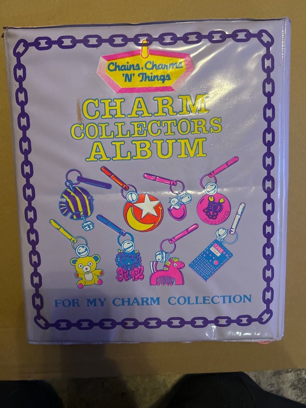 RETRO VTG 1980's Plastic Clip Bell Charms 53 Charms Album Chain Kidcore Twee