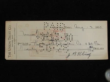 1930 CHECK * DAYTON OH * THE UNION TRUST COMPANY * SIGNED & PUNCH CANCEL
