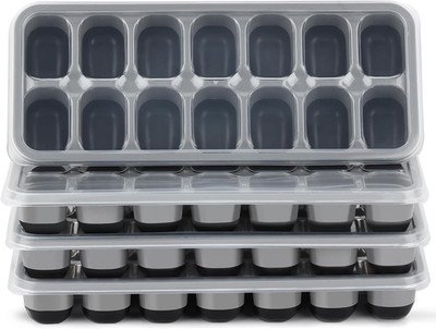 Ice Cube Tray 4 Pack, Easy-Release & Flexible 56 pcs Silicone Ice Cube Trays wit