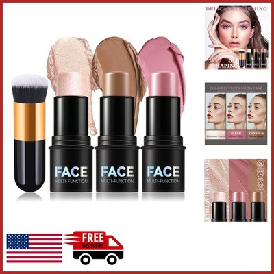 Cream Contour Stick Makeup Set with Brush for All Skin Tones and Long-lasting