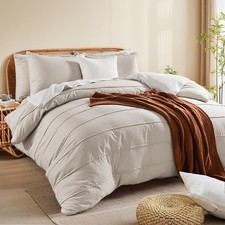 100 Organic Cotton Duvet Cover King Size, Linen Like Pleated Textured Tannis...