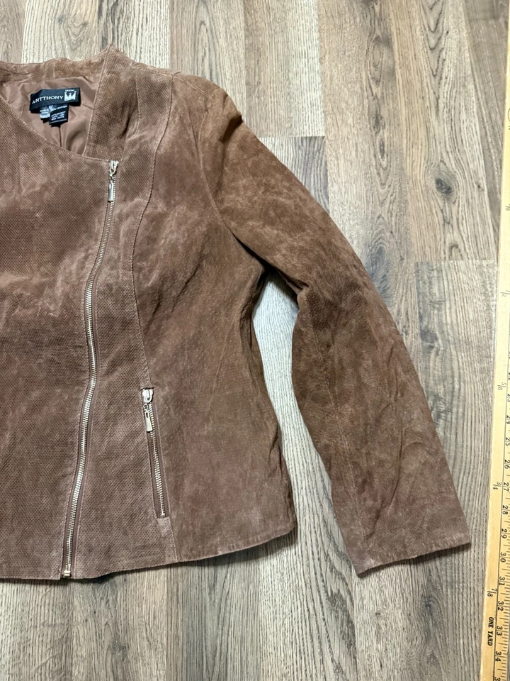 Chaqueta Antthony, Mujer XL, Marrón, Bolsillos con Cremallera, Cremallera Completa, Moto, 100% Cuero Foto 4 de 4