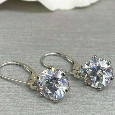 5.00 Ct White Lab Created Diamond Solitaire Earrings In 14k White Gold Plated