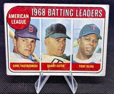 1969 Topps Baseball AL Batting Leaders Carl Yastrzemski Tony Oliva #1.  ⚾️