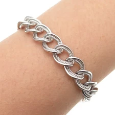 FORSTNER 925 Sterling Silver Vintage Double Curb Link Bracelet 6.75"