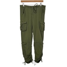 Da-Nang Surplus Womens Cargo Pants Sz Small Green Drawstring Waist Hem Y2K