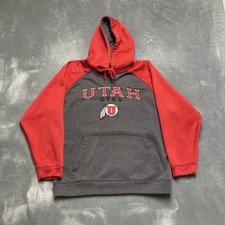 University of Utah U of U Utes Hoodie Red Gray 2XL Fleece Lined