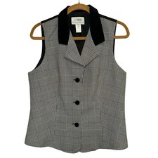CWS Casual Workstyles Houndstooth Vest Medium Made in USA Tailored Career Chic