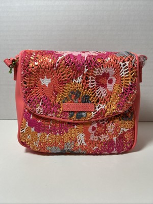 VERA BRADLEY Summer Sparkle Crossbody Pixie Blooms Pink/Melon Small NWT