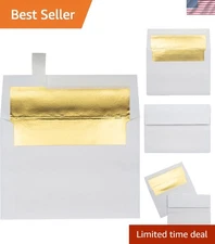 White & Gold A7 Foil Lined Invitation Envelopes (250 Qty)