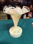 Vintage Fenton Ivory Crest Flower Frog & Epergne Horn-Uranium