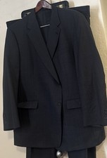 Hart Schaffner Marx 2btn Blue Grey Plaid Suit 50 R Reg USA Made