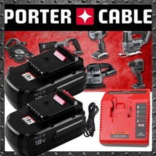 2PACK 18V NiCD Battery / Charger for Porter Cable PC18B 18-Volt Cordless Tools