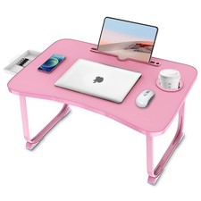 Portable Foldable Laptop Bed Table, Storage Drawer, Cup Holder, Desk Stand Tray