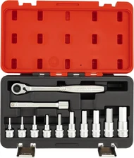 1/2" Drive Hex Socket Set W/Ratchet, Extension Bar, and Case
