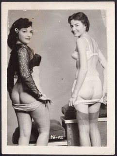 Vintage 1950's Girlie PIN UP Photo Dynamic Duo Risque B&W Original Nude #4