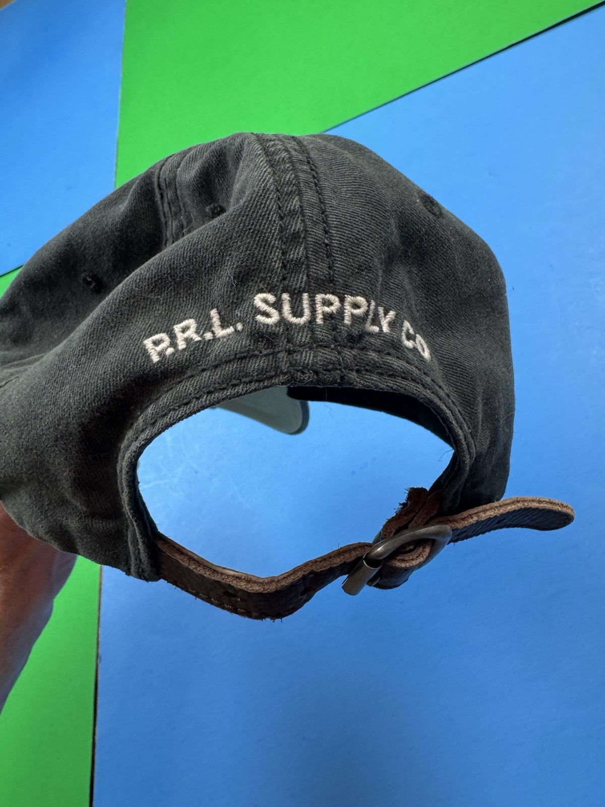 Cappello vintage POLO Ralph Lauren berretto cinturino in pelle nero golf papà raro bianco pony