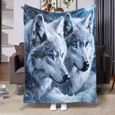 #ad Wolf in Snow Design 3D All Over Print Blanket $79.20