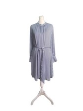 LOFT Womens Small Striped Shirt Dress Blue White Long Sleeve Nautical Lagenlook