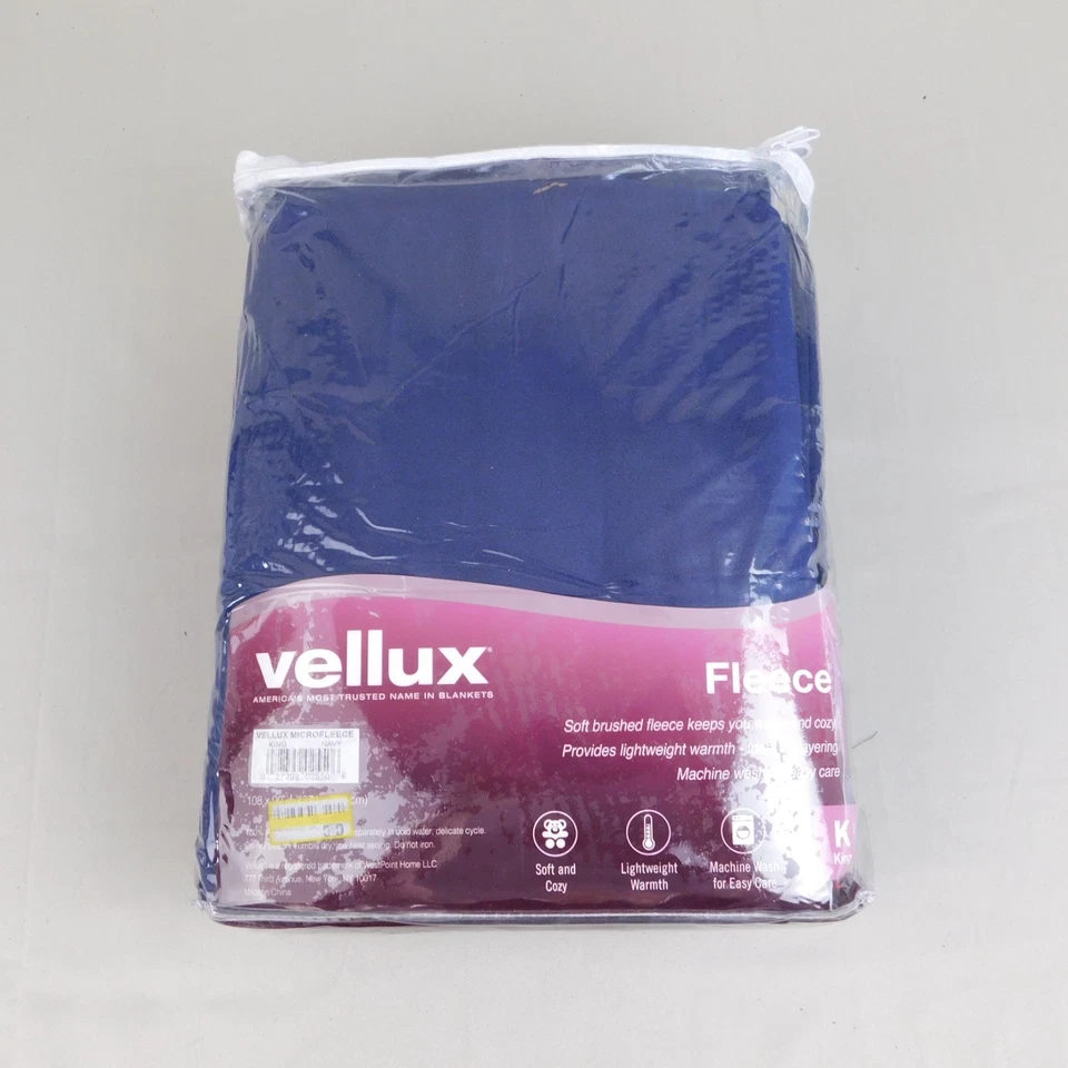 Acogedora manta de cama ligera de microfleece Vellux King azul marino #C758 Foto 2 de 4