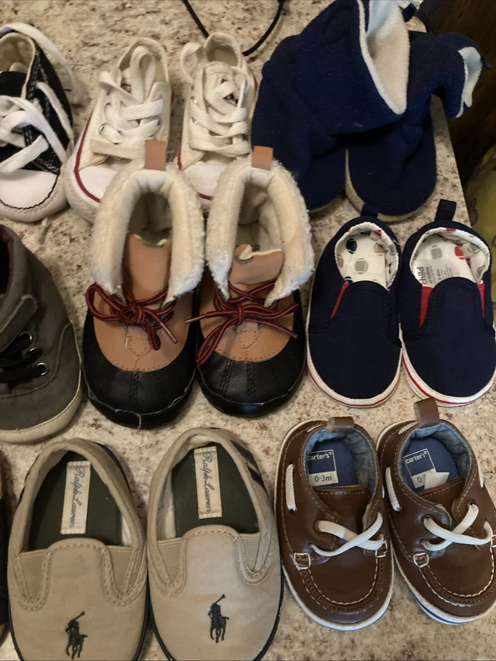 Lote de 12 Zapatos Bebé Niño Varias Marcas/Edad- NB 0-3 M 3-6M 9-12M + Foto 2 de 3