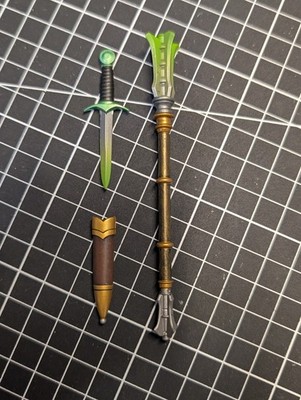 Mythic Legions Four Horseman Green Dagger & Green Mace Head ''USED & SHIP DAILY''
