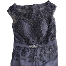 JJs House Mother Of Bride Dress 14 Stormy Chiffon Lace A-Line Floor Length NEW