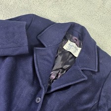 Vintage Pendleton Coat Womens 38 Blue Wool Overcoat Made USA Single Breasted