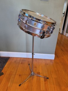 Vintage 1968 Ludwig Acrolite Snare Drum with Original Stand & Keys