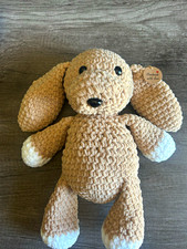 Handmade Crochet Plush Puppy Dog Stuffed Animal Brown  White Small 6-14 in