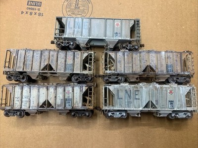 Lot Of 5 HO Scale LNE Lehigh & New England Covered Hoppers Weathered LV CNJ CR