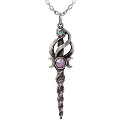 Alchemy Gothic Lunacorn Wand Pendant Unicorn Horn Dagger Hilt Moon Crystals P999
