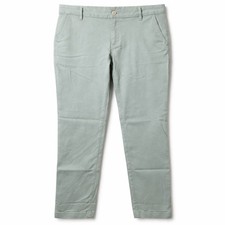 NWT EDDIE BAUER Boyfriend Slim Relaxed Pant Sz 2 Green Mid-Rise Chino Preppy