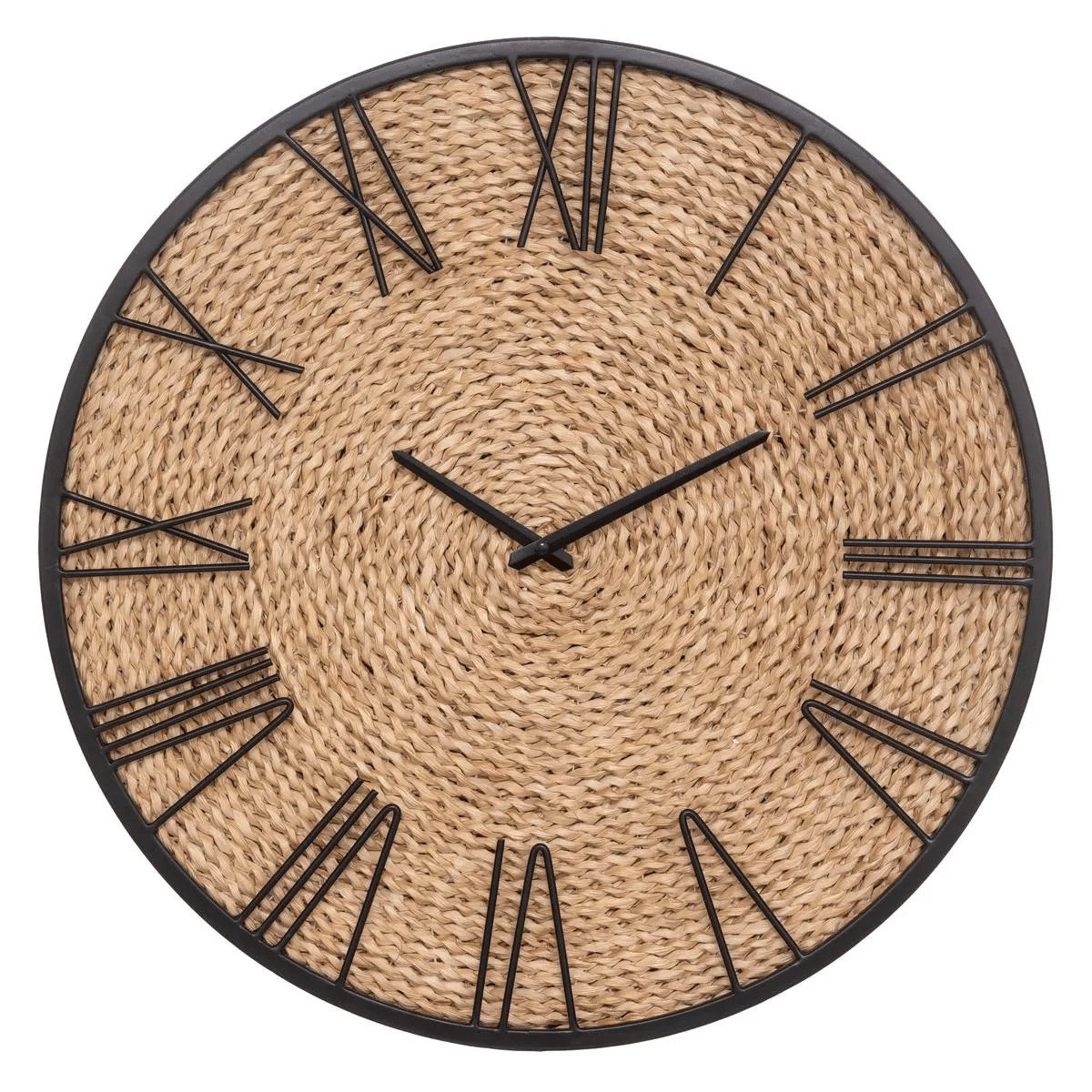 Horloge murale Nico 50cm en paille tressée beige artisanale